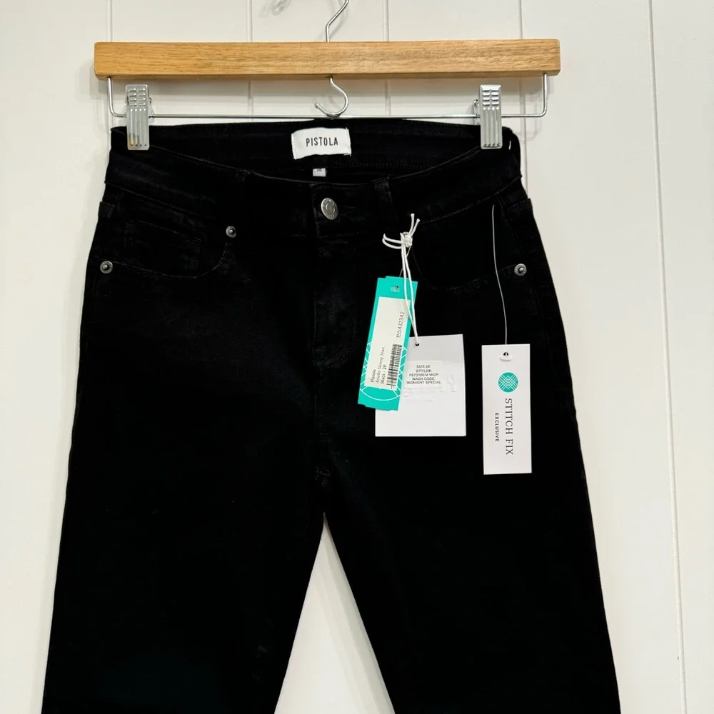 Pistola Mid Rise Skinny Denim Jeans Black Size 26 NWT Stretch Cropped Ankle - Picture 4 of 14